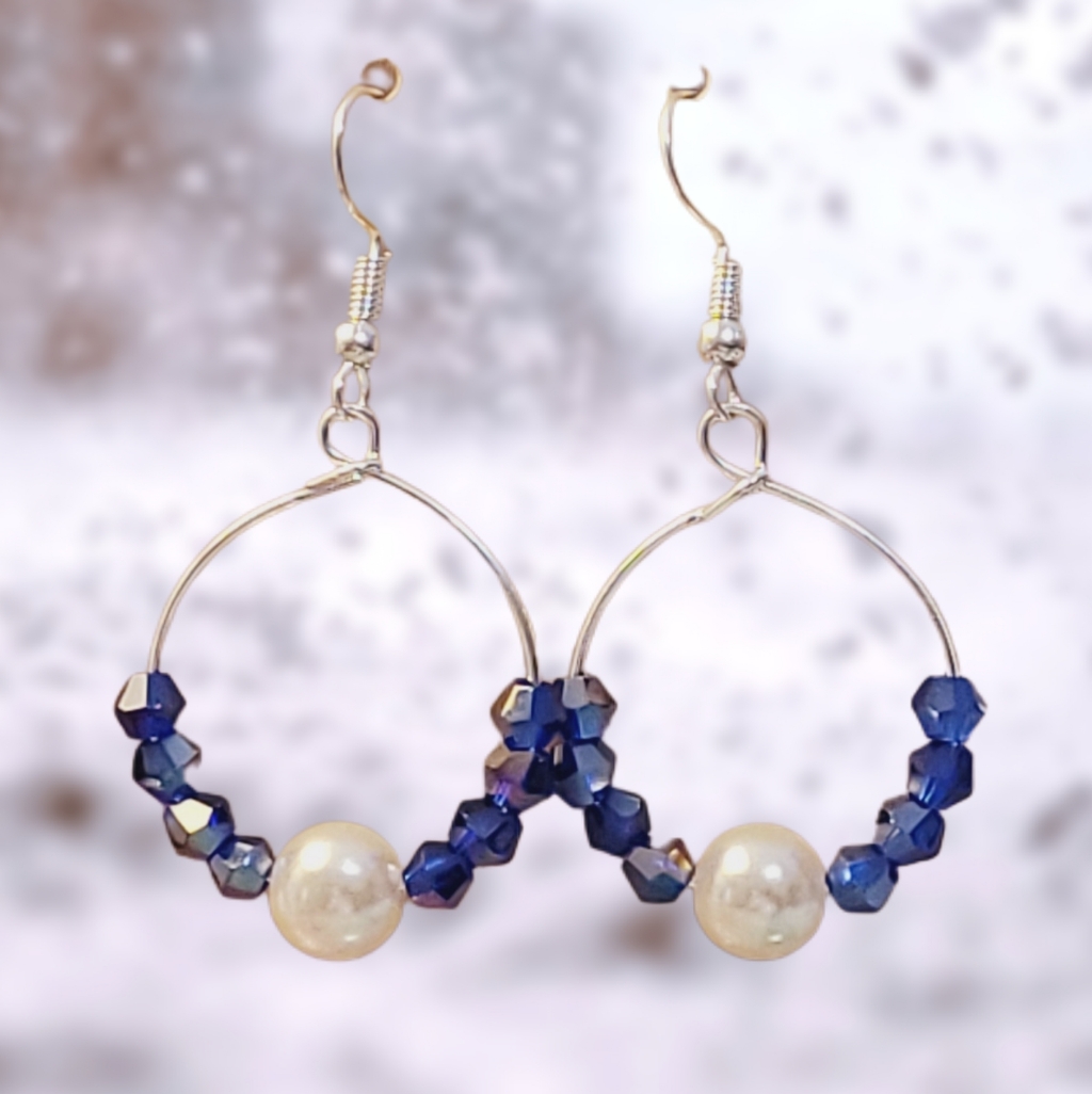 Pretty Purple And Pearly White Hoop Earrings